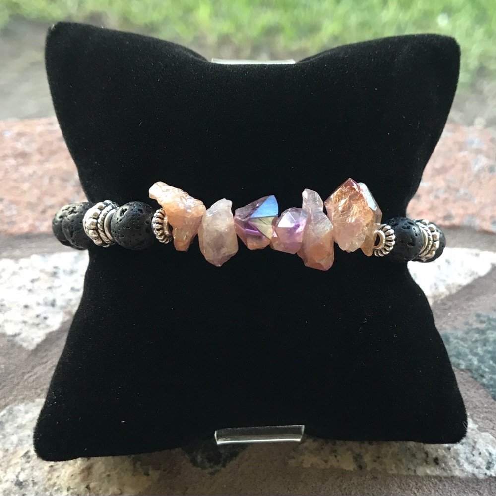 Genuine amethyst peach reflects crystal bracelet - Picture 2 of 8